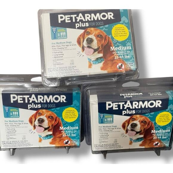 9 Doses Petarmor Plus Medium Dogs 23-44 lbs Flea Tick Prevention 3 Mn ea Lot x3 - Picture 1 of 8